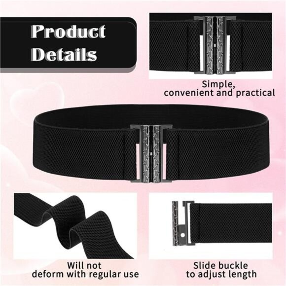 Wide Stretchy Belts for Women, Vintage Elastic Waist Belts Adjustable - Picture 5 of 8